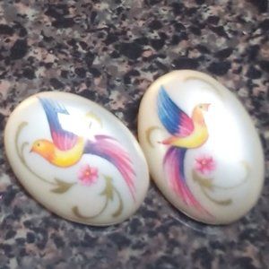 Gorgeous hand painted enamel pierced earrings
